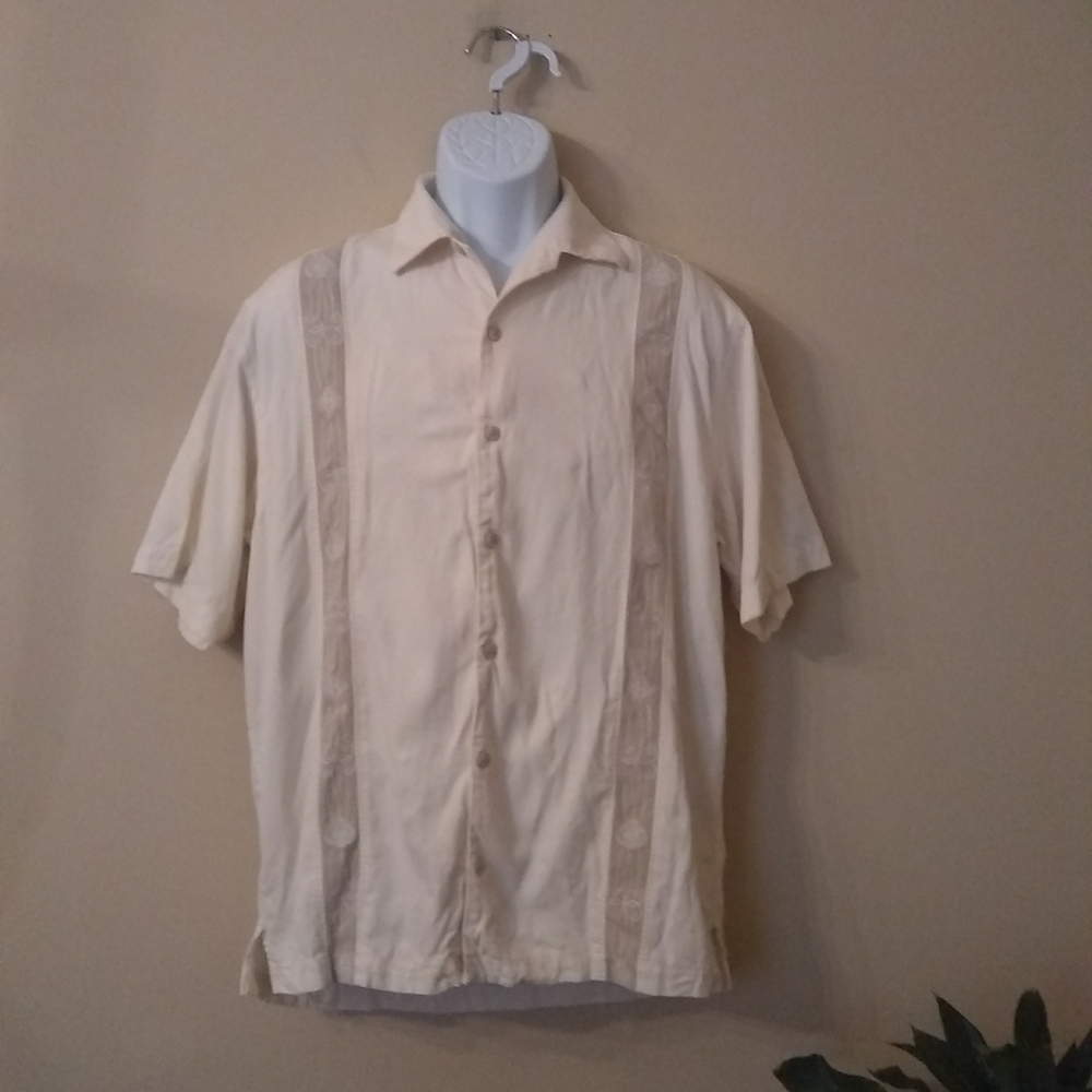 Tommy Bahama 100% silk cream shirt